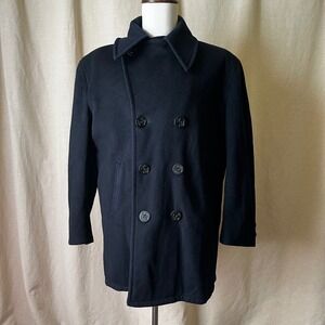 John Weitz Forstmann Wool Peacoat 42 Reg Navy Blue USA